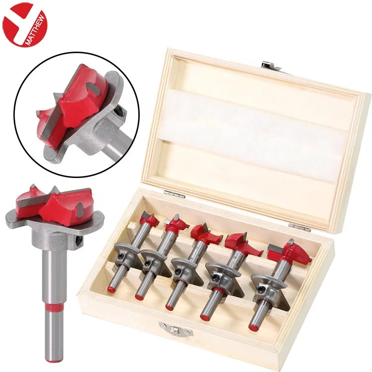 Tungsten Steel Positioning Hole Opener Set Cemented Carbide Flat Wing Drill Router Bits for Wood Woodworking