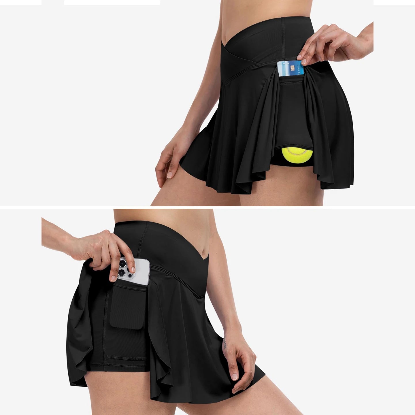 Wholesale Custom Private Logo Satin Anti-static Tennis Wear Summer Golf Sports Skirt Pocket Trendy Stretch Pleated Crossover