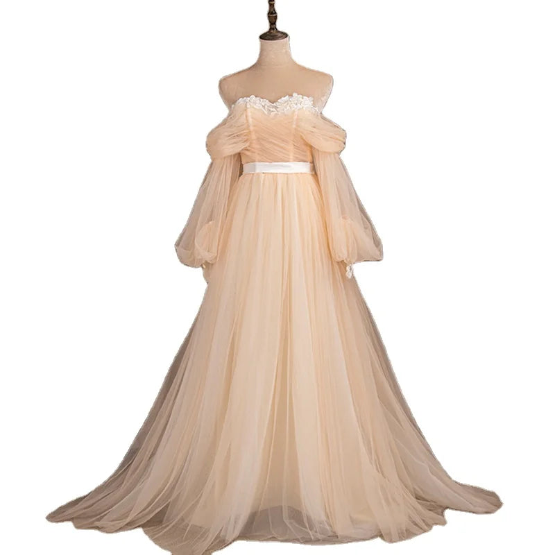 1620# Super Fairy Simple Tulle Wedding Dress Princess Style Vintage Real Photo Factory Price Strapless Off Shoulder wedding gown