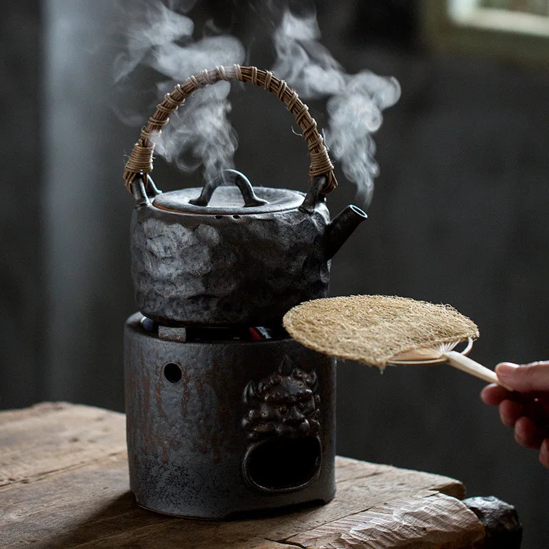 Modern Stoneware Charcoal Stove Tea Brewing Pot Japanese Ceramic Tea Set Eco-Friendly Large Capacity Tea Making Device