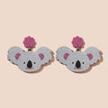 Wholesale Children's Gifts Cute Anime Koala Flower Sequin Pendant Cute Shiny Cartoon Animal Acrylic Earrings