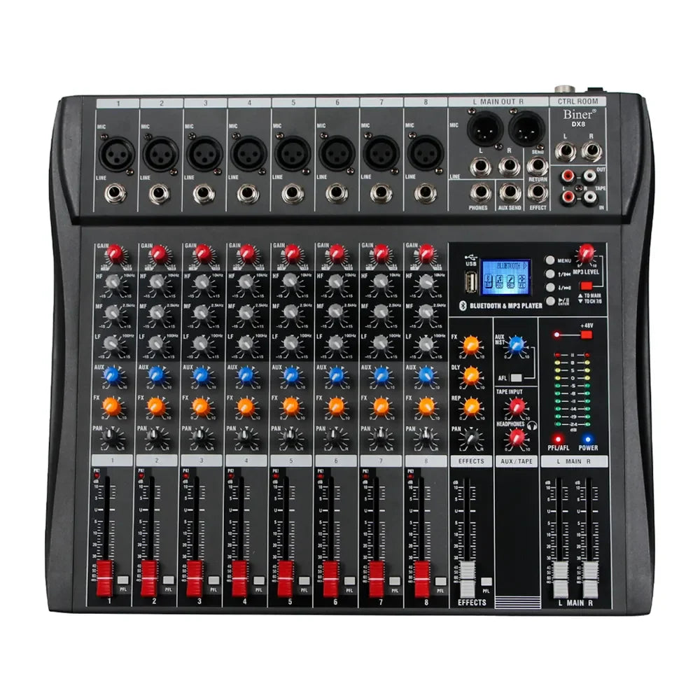 OEM DX8 Professional 8 Channel USB Audio Mixer for Karaoke