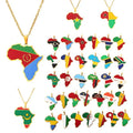 SC Wholesale All African Countries Map Necklace Fashion Colorful Drip Oil Stainless Steel Africa Map Necklace for Women Men