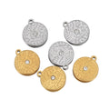 5Pcs Stainless Steel Embed Diamond Reverse Side Embossing Charms Pendants for DIY Jewelry Making Necklace Components Supplies