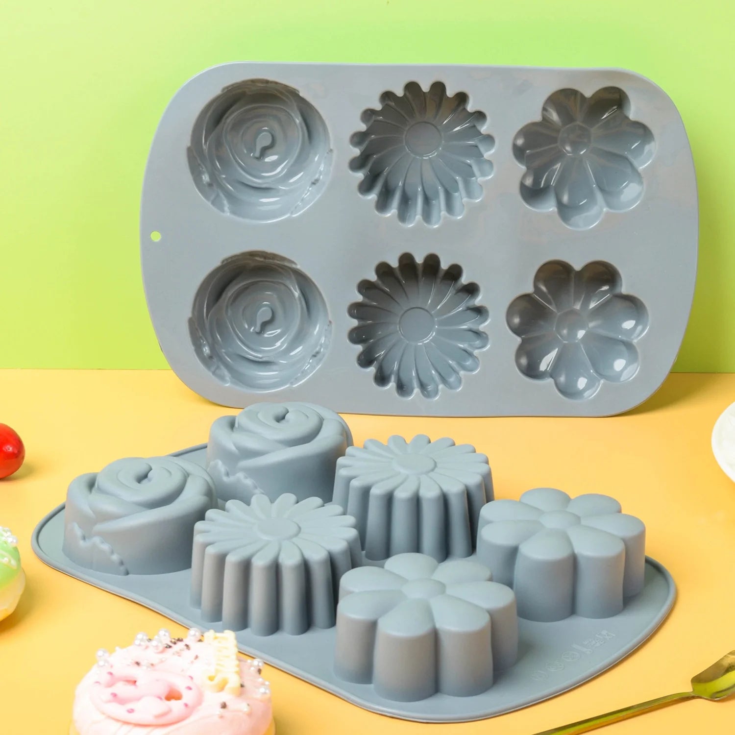 LANGKAI Wholesale Nordic High Mini Rose Pudding Mold Non-Stick Heat Resistant Dishwasher Oven Safe Easy-to-Use Safe Cake Tool