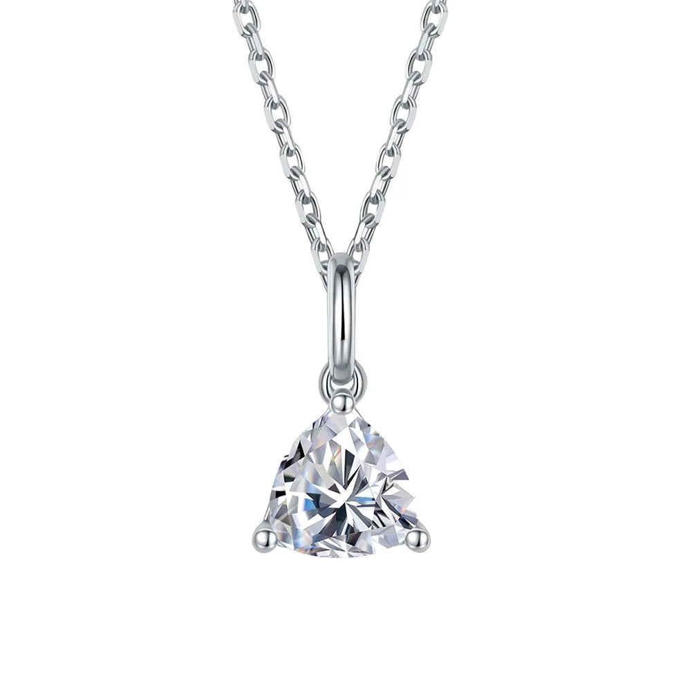 For SMN47 Women's 925 Sterling Silver Rhodium Plated Trillion Cut Moissanite 1ct Pendant Necklace Casual/Sporty Style