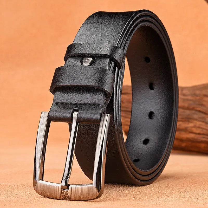 LQbelt Factory Classic Design Male Cowhide Belt for Men Pin Buckle Leather Belts OEM High Quality Waistband