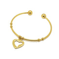 Wholesale Heart Pendant Bangle 18K Gold Plated Stainless Steel Women Charm Bangle