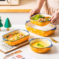 Rectangular Round Ceramic Bakeware Plate Bee Pattern Tableware Ceramic Baking Pan Tray With Double Ear