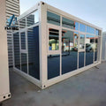 20ft 40ft Glass Prefabricated Container House for Living Office Shop Hotel School 2-3 Bedrooms Mini Curtain Wall Steel Material