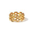 Dainty Watchband Hollowed Bars Shape Minimalist Ins Fashion 18K PVD Gold Plated Stainless Steel Ring MegaBDM