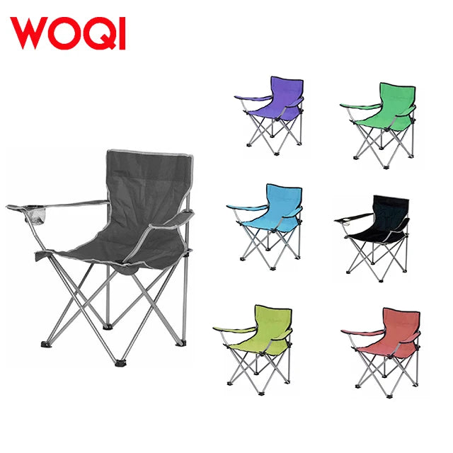 WOQI Outdoor Customizable Camping Beach Fishing Chair Lightweight Iron Frame Oxford Fabric Modern Design Folding Chair MegaBDM