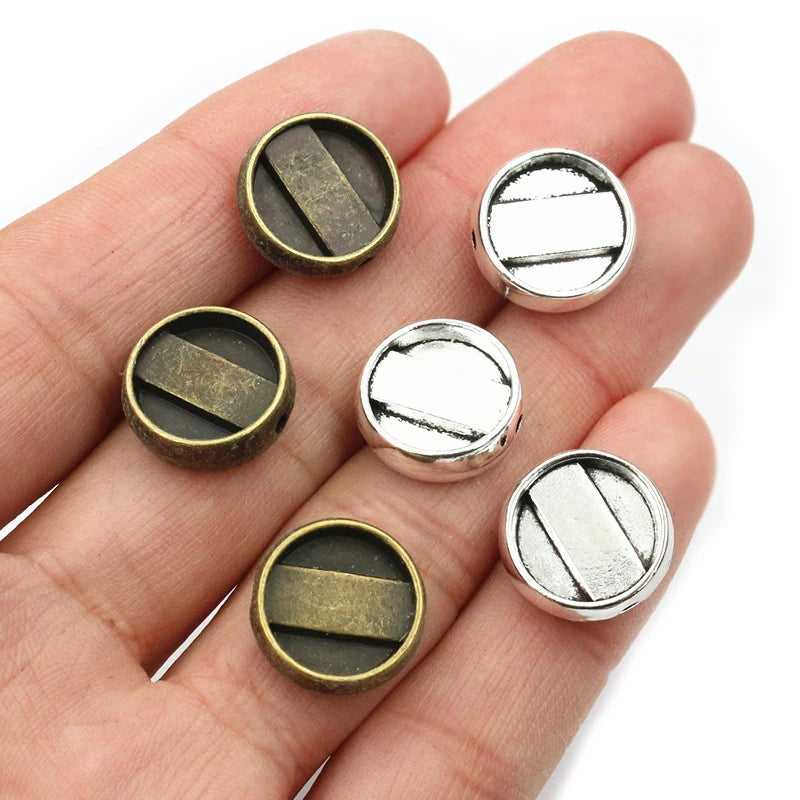 20pcs 12mm Inner Size Bronze Antique Silver Color With 2mm Hole Beading Cabochon Base Cameo Blank Setting DIY Jewelry