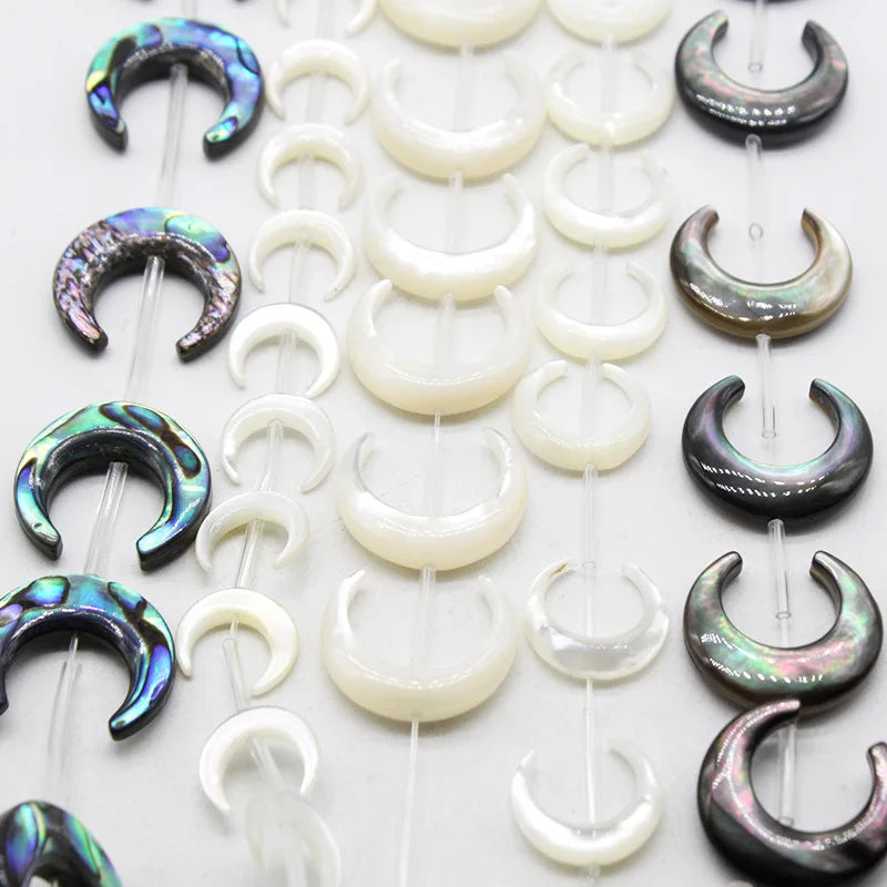 Moon Shape Shell Beads Natural Abalone Beads for Jewelry Making DIY Craft Strand for Necklace Bracelet Decoration Supplies