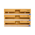 2022 Hot Household Kitchen Supplies Wholesale Custom Bamboo Tinfoil Plastic Wrap Dispenser with Cutter
