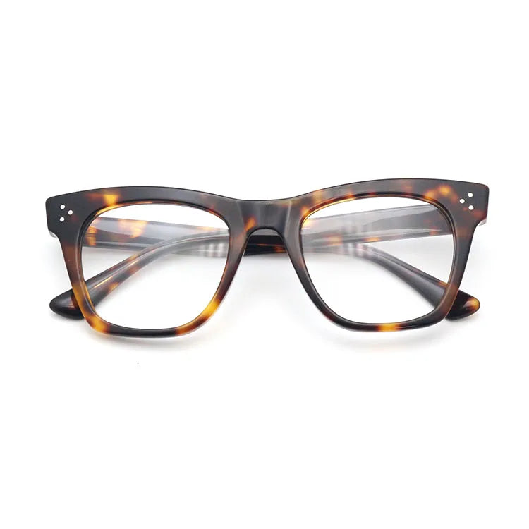 2026 Classic Retro Square Frame Acetate Eyeglasses Handmade Optical Glasses for Women Diamond Face Shape Match Ready Stock