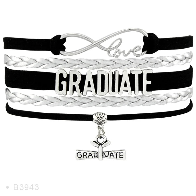 Manufacturer Graduate Senior Gift Class of 2026 2027 Leather Wrap Bracelets Graduation Gift Bracelet for Seniors