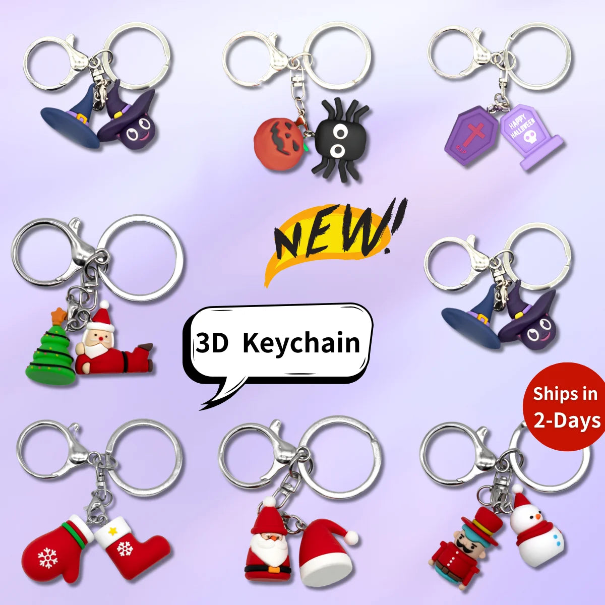 Christmas and Birthday Gift 3D Mini Cute Keychains Animal and Fruit Design Custom Made Teacher Gift Popular 3D Keychain Charms
