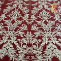 New Style 100% Polyester Eco-Friendly Mesh Wedding Embroidered White BridalCouture Beaded Tulle Lace Fabric XM-BF1074