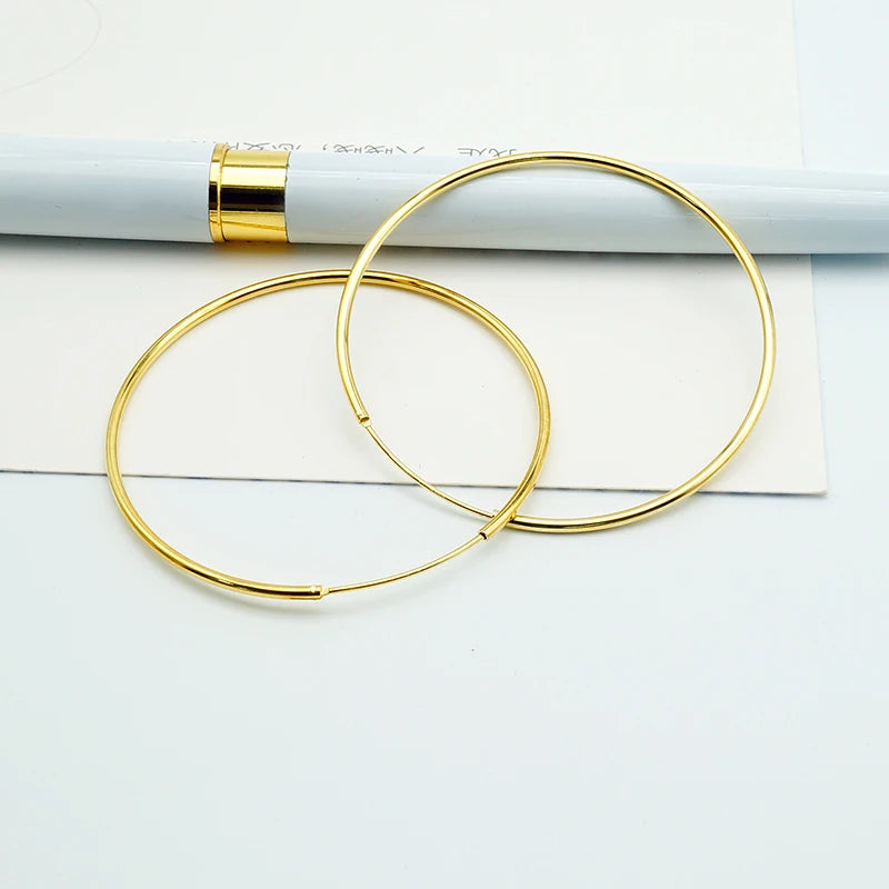 Fashion S925 Jewelry Sterling Silver Big Hoop Earrings for Women 50mm Big Round Circle Earrings Jewelry Gift
