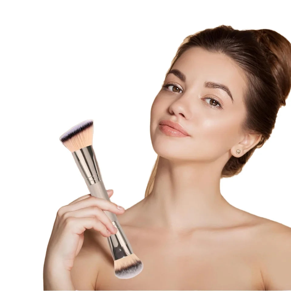 Custom Soft Synthetic Hair Powder Blush Blending Liquid Powder Concealer Foundation Face Makeup Brush Double Ended Powder Brush MegaBDM