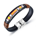 Factory Wholesale Mens Retro Braided Leather Bracelet National Spain Flag Bracelet Soccer Fan Wristband