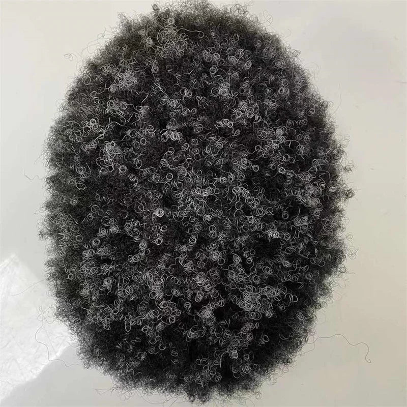 Ultra Thin Skin Base Afro Mens Toupee Full PU Indian Remy Human Hair Afro Curl Super Thin Skin Toupee for Black Men