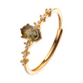 Aimgal Fine Jewelry S925 Silver Vintage Style Ring Gold Plated Natural Olivine Apatite Garnet for Wedding or Party