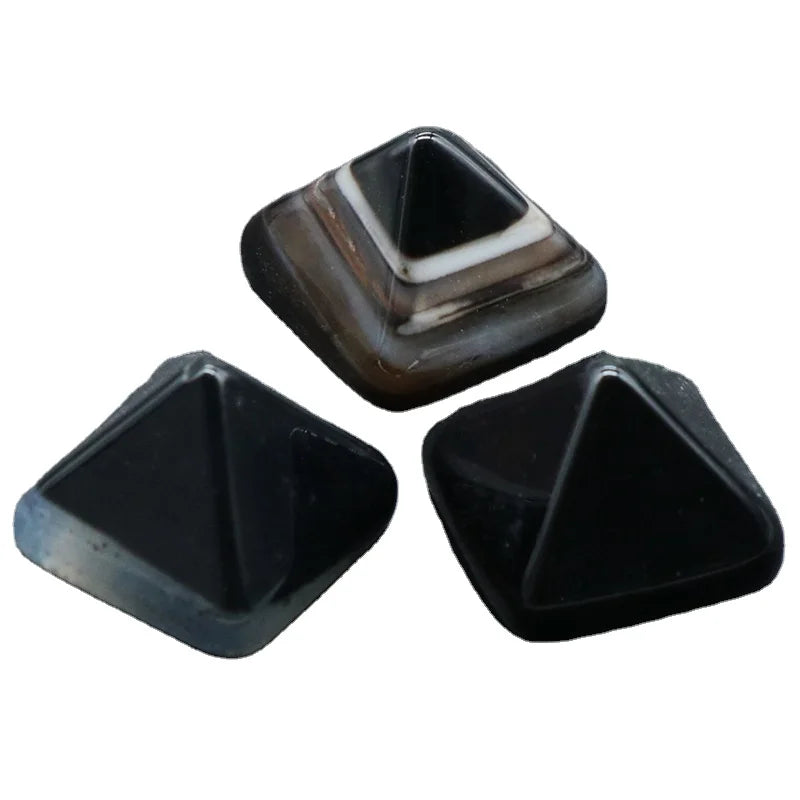 HZ natural gemstone Crystal Pyramid Gemstone Decoration Black Agate Crystal Healing Stone Energy Meditation Home Ornaments