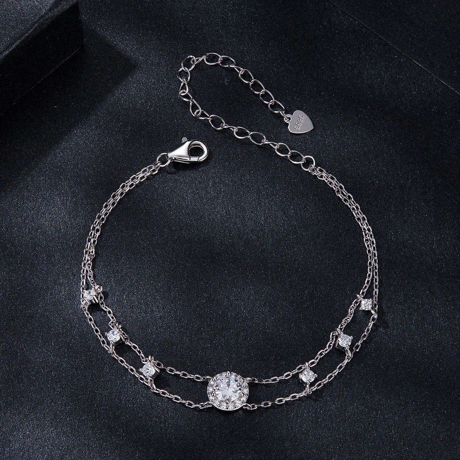 Factory Wholesale 0.5Carat Sparkling Moissanite Double Layer Bracelet with GRA Certificate for Women Simple Classic Design