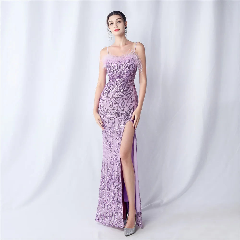 31568# Positioning Flower Cutting Wool High-end Evening Dress