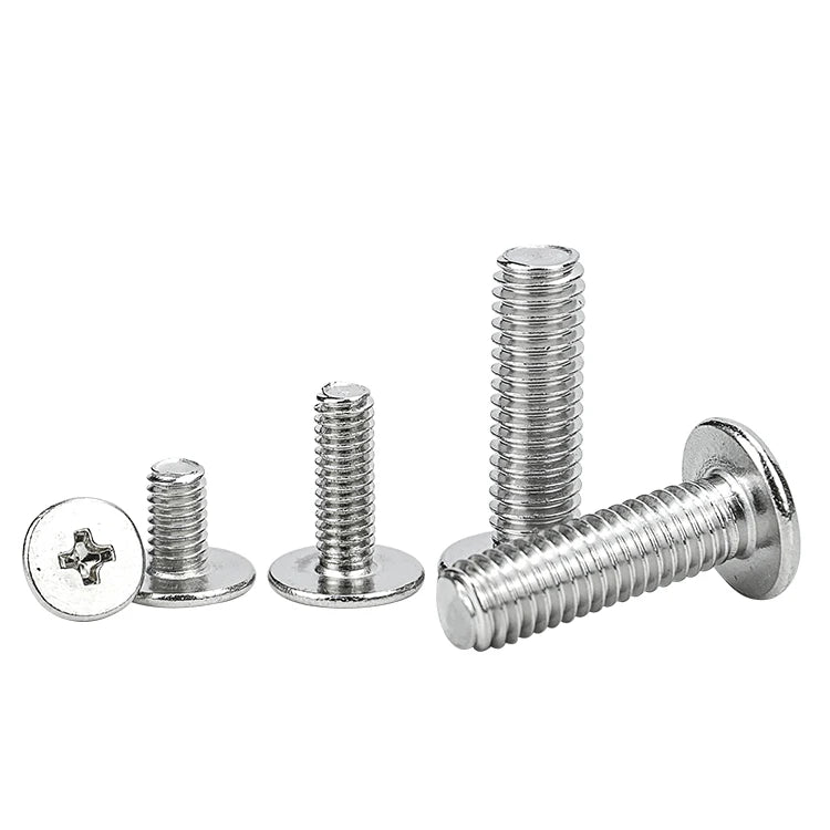 Bag of 100pcs M2 M2.5 M3 M4 M5 M6 M8 Ultra Low Head Stainless Steel Laptop Screw Wafer Phillips Thin Flat Head Metric System