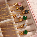 Summer Fashion Jewelry Zircon Pendant Necklace Stainless Steel 18k Gold Plated Necklace Set Women