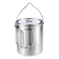750ml Outdoor Stainless Steel Water Cup Mug with Foldable Handles and Lid for Camping Hiking Backpacking