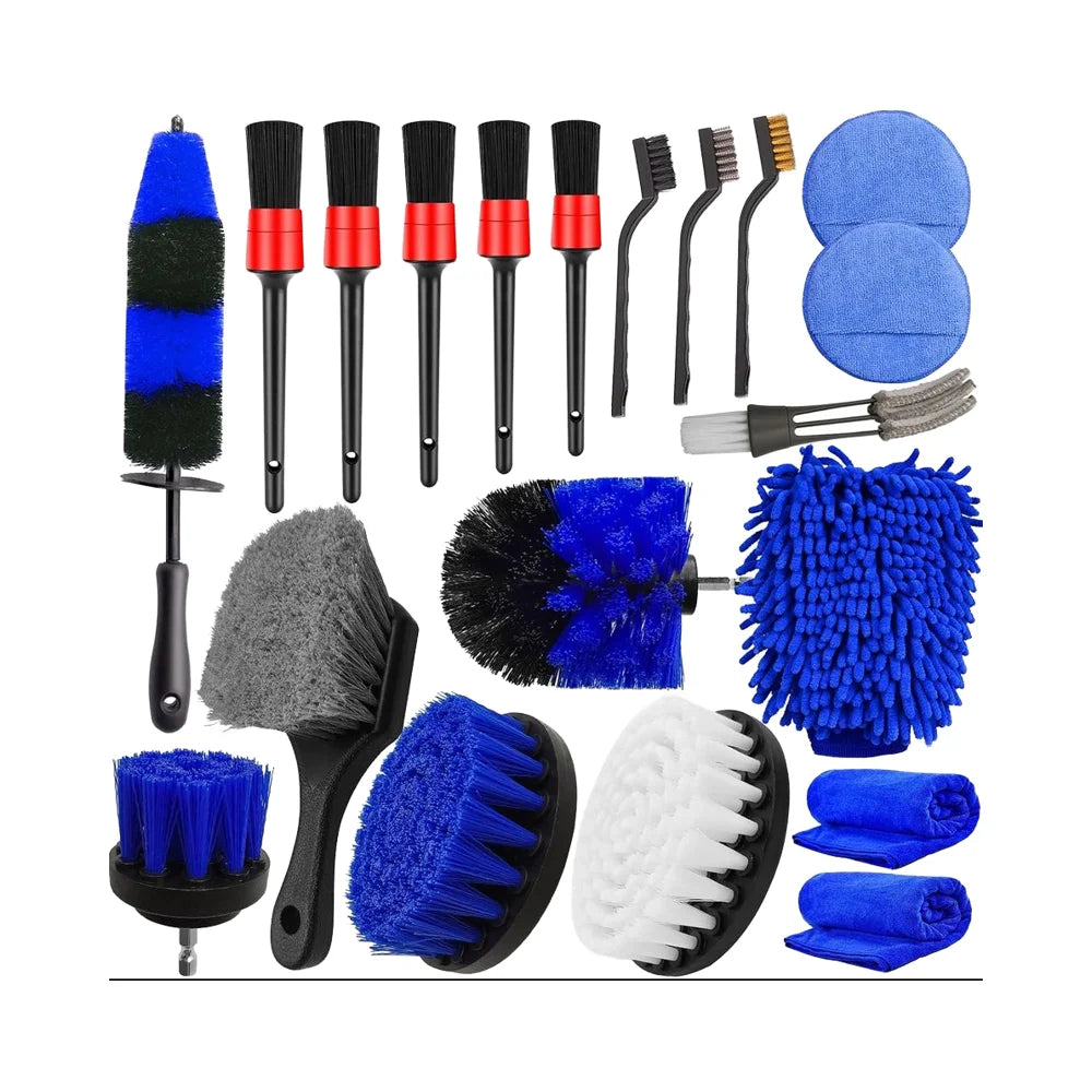 Custom logo Wholesale 20Pcs Car Wheel Tire Cleaning Brush Set Detailing Kit Car Detailing Brush Set