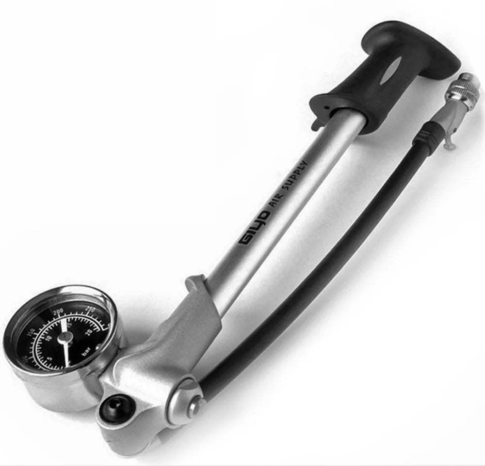 Foldable 300psi High-pressure Bike Air Shock Pump with Lever Gauge for Fork Rear Suspension Mountain Bicycle