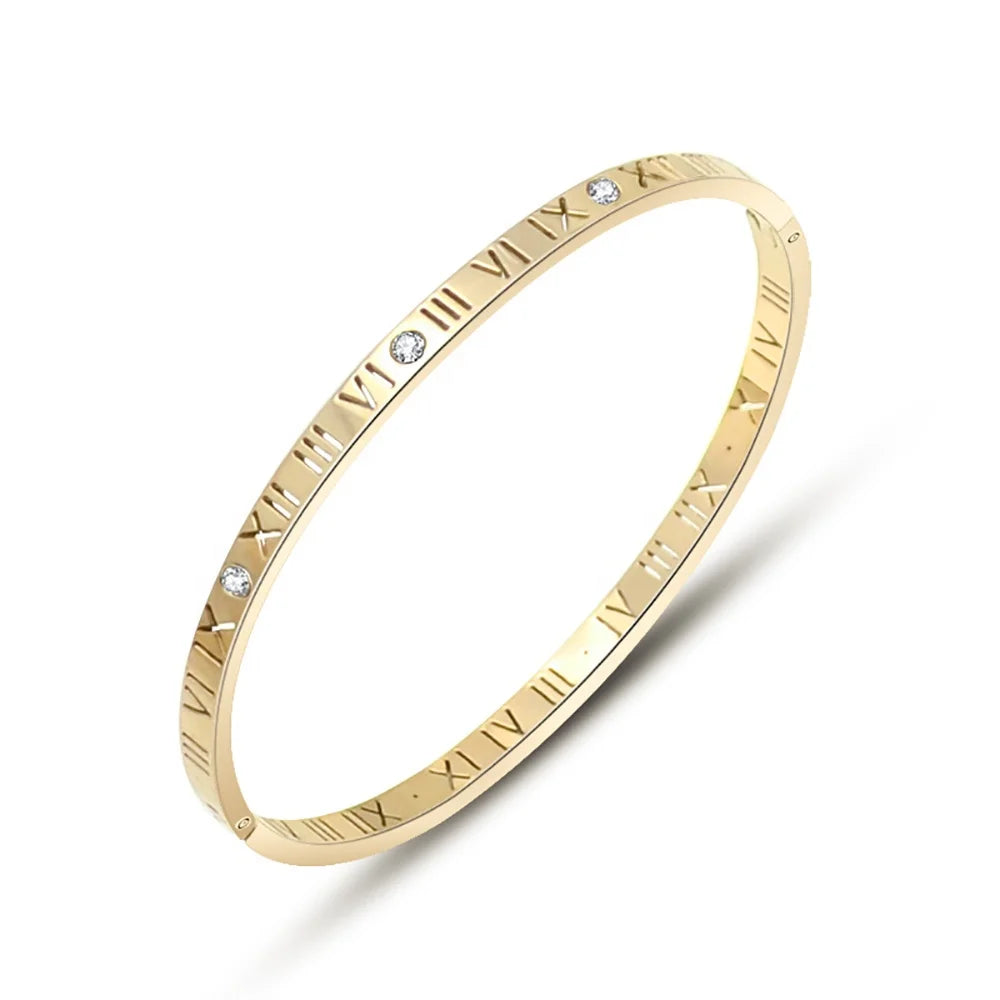 Factory Wholesale Narrow Design 18K Gold Plated Stainless Steel Bangle for Women