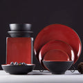 Hotel Pakistan Red Black Solid Two Stone Color Restaurant Ceramic Dinner Plate Dish China Dinnerware Set Ceramics
