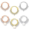 316L Surgical Stainless Steel Septum Ring CZ Opal Clicker Nose Hoop Gold Rose Gold Silver Hypoallergenic Piercing Jewelry