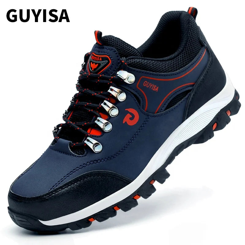 GUYISA Microfiber Leather Waterproof Safety Shoes Wear-Resistant Rubber Sole Steel Toe Fashionable Durable for Winter Summer