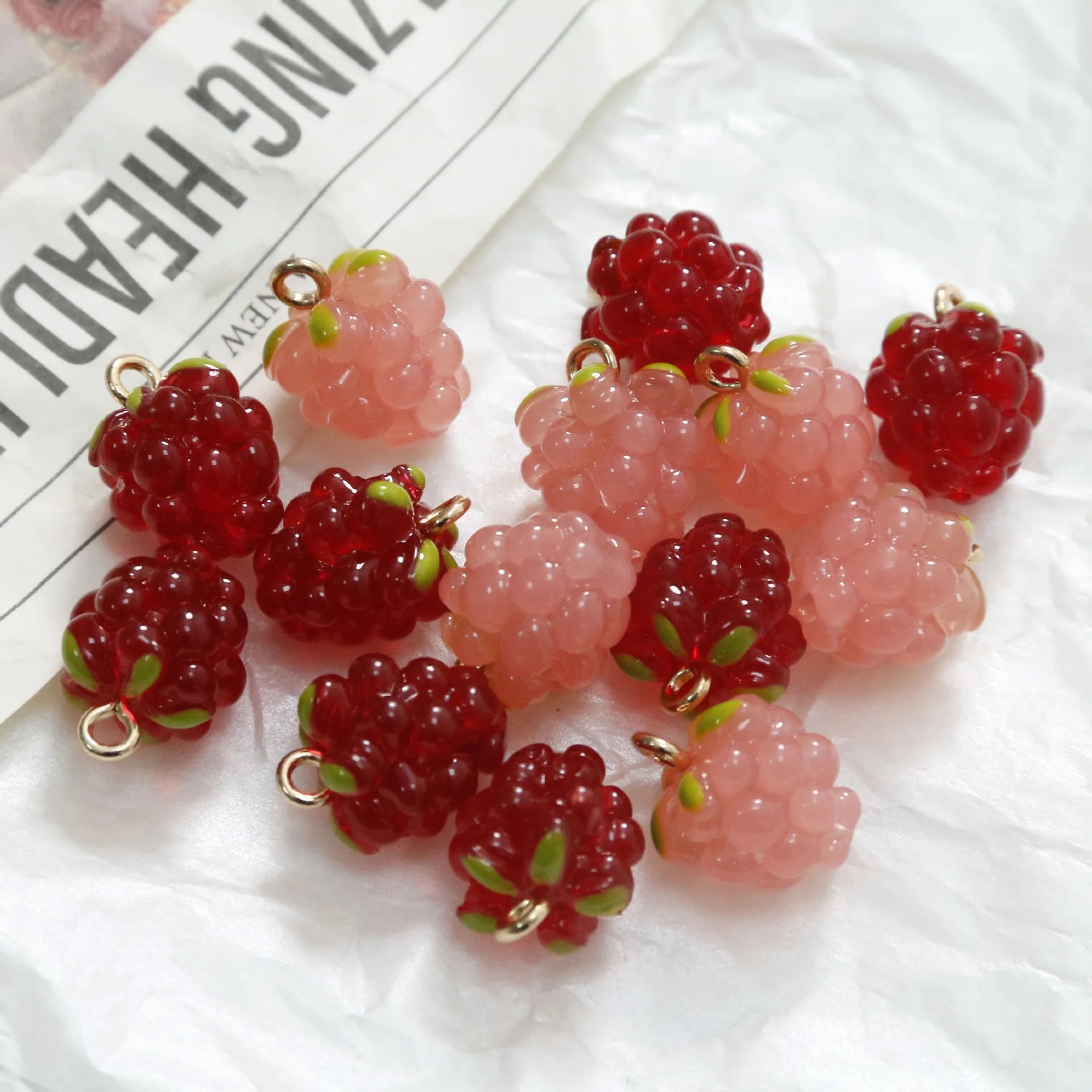 Cute Raspberry Grape Charms Resin Fruit Pendant for Diy Bracelet Necklace Anklet Earring Findings Craft Jewelry Accessories