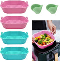 8 Inch Reusable Heat Resistant Food Safe Silicone Air Fryer Liner Custom Logo Baking Pot Oven Safe for 3-5QT Home Kitchen