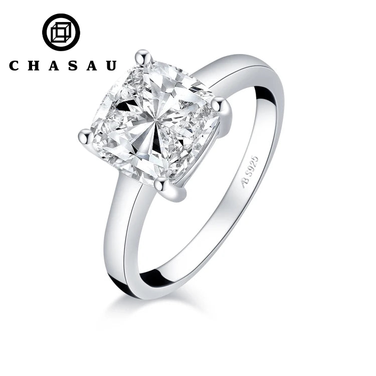 Solitaire Ring for Women 925 Sterling Silver 3CT Cushion Cut Cubic Zirconia Engagement Wedding Ring Christmas Gift