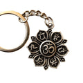 Brand New Mandala Om Yoga Lotus Flower Natural Shell Keychain Size 1.2" Key Chains