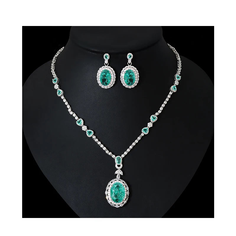 Dubai Luxury Elegant Bridal Necklace Set for Women Cubic Zirconia Wedding Jewelry Sets for Brides Accessories Jewelry