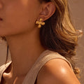 NIMAI NEW 18K Gold Plated Stainless Steel Rotate Texture Hammer Big Huge Cross Stud Earrings Women Luxury