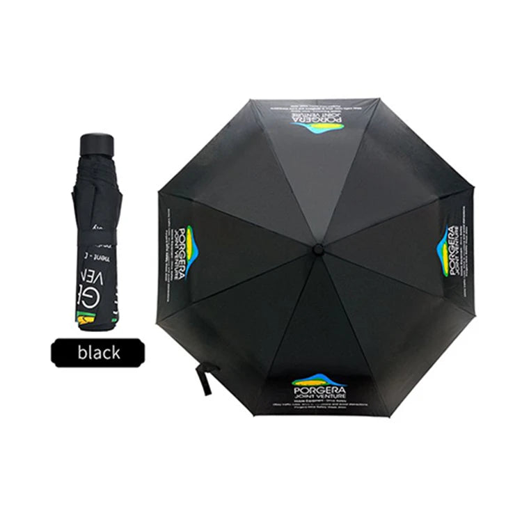 Hot Sale Promotion Cheap Lightweight Mini Pocket Umbrella with logo Travel Rainy 3 Folding Black Umbrella Manual Open and Close
