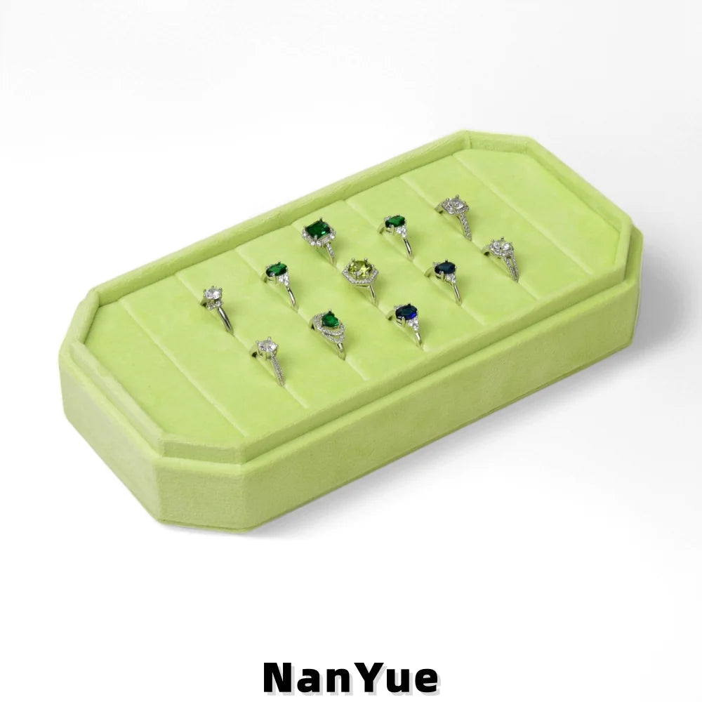 Wholesale Octagonal Velvet Jewelry Box Lidless Ring Tray Multi Slots Earrings Rings Storage Tray Custom Exhibition Jewelry Tray