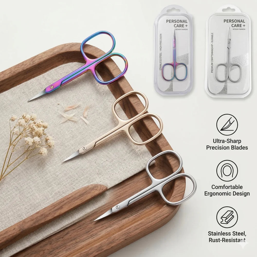 Professional Russian Manicure Scissors Curved Stainless Steel Nail Care Tool with Sharpness for Beauty Makeup & Cuticle Trimming