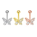 Unique Zircon Navel Ring Jewelry Stainless Steel Belly Button Ring butterfly Navel Nail Body Piercing Jewelry